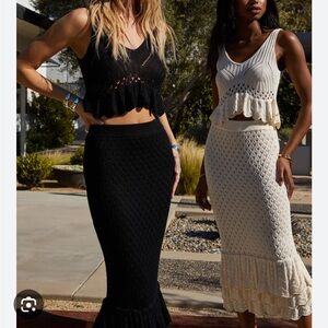 NWT Beach Riot Leigh Top Polly Skirt Matching Set in Black Sz Small